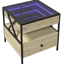 vidaXL sofabord med Infinity LED-lys 50x50x51 cm sonoma-eg