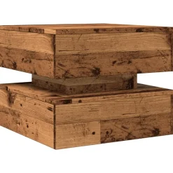vidaXL sofabord med LED-lys 50x50x40 cm gammelt træ-look