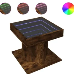 vidaXL sofabord med LED-lys 50x50x45 cm konstrueret træ røget eg