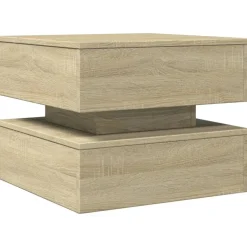 vidaXL sofabord med LED-lys 50x50x40 cm sonoma-eg