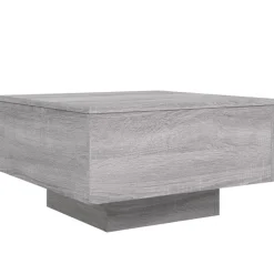 vidaXL sofabord med LED-lys 55x55x31 cm grå sonoma-eg