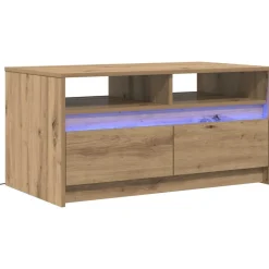 vidaXL Sofabord med skuffe Artisan eg 90 x 50 x 45 cm Konstrueret træ