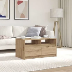 vidaXL Sofabord med skuffe Artisan eg 90 x 50 x 45 cm Konstrueret træ