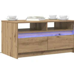 vidaXL Sofabord med skuffe Artisan eg 90 x 50 x 45 cm Konstrueret træ