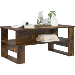 vidaXL Sofabord Røget eg 90 x 50 x 40 cm Konstrueret træ
