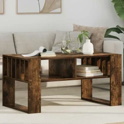 vidaXL Sofabord Røget eg 92 x 49,5 x 45 cm Konstrueret træ