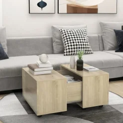 vidaXL sofabord 60x60x38 cm konstrueret træ sonoma-eg