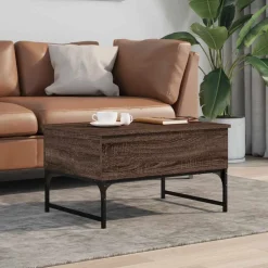 vidaXL sofabord 70x50x40 cm konstrueret træ og metal brunt eg