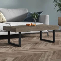 vidaXL sofabord 120x60x40 cm MDF og jern grå og sort