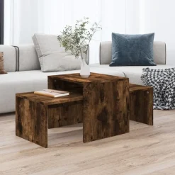 vidaXL sofaborde 3 dele 100x48x40 cm konstrueret træ røget egetræ