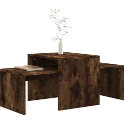 vidaXL sofaborde 3 dele 100x48x40 cm konstrueret træ røget egetræ
