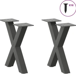 vidaXL sofabordsben X-formet 2 stk. antracit 37x(30-31) cm stål