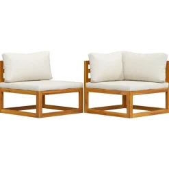vidaXL sofasæt 2 dele med cremehvide hynder massivt akacietræ