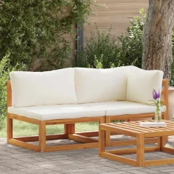 vidaXL sofasæt 2 dele med cremehvide hynder massivt akacietræ
