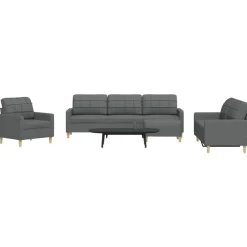 vidaXL sofasæt 4 dele med fodskammel stof mørkegrå