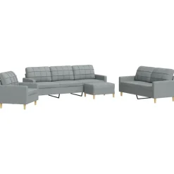 vidaXL sofasæt 4 dele med fodskammel stof lysegrå