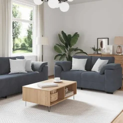 vidaXL sofasæt 3 dele med hynder velour mørkegrå