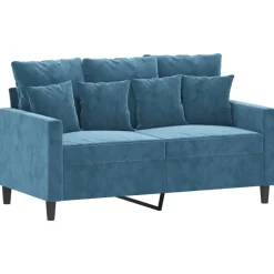 vidaXL sofasæt 2 dele med hynder velour blå