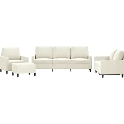 vidaXL sofasæt 4 dele med hynder velour cremefarvet