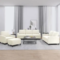 vidaXL sofasæt 4 dele med hynder velour cremefarvet