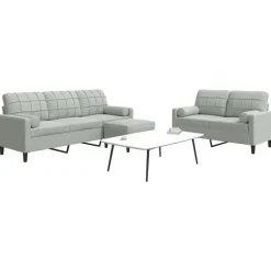 vidaXL sofasæt 3 dele med hynder og bolsterpuder velour lysegrå