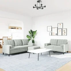 vidaXL sofasæt 3 dele med hynder og bolsterpuder velour lysegrå