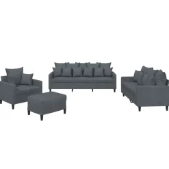 vidaXL sofasæt 4 dele med hynder velour mørkegrå