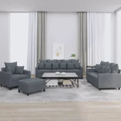vidaXL sofasæt 4 dele med hynder velour mørkegrå
