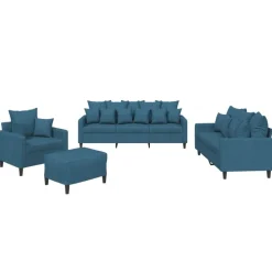 vidaXL sofasæt 4 dele med hynder velour blå
