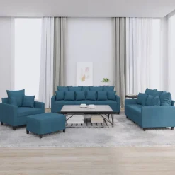 vidaXL sofasæt 4 dele med hynder velour blå