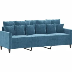 vidaXL sofasæt 4 dele med hynder velour blå