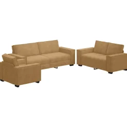 vidaXL sofasæt 3 dele med hynder velour brun