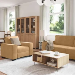 vidaXL sofasæt 3 dele med hynder velour brun