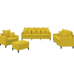 vidaXL sofasæt 4 dele med hynder velour gul
