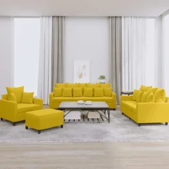 vidaXL sofasæt 4 dele med hynder velour gul