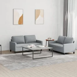 vidaXL sofasæt 2 dele med hynder stof lysegrå