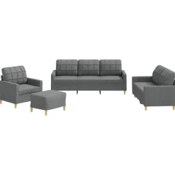 vidaXL sofasæt 4 dele med hynder stof mørkegrå