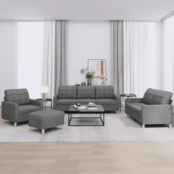 vidaXL sofasæt 4 dele med hynder stof mørkegrå