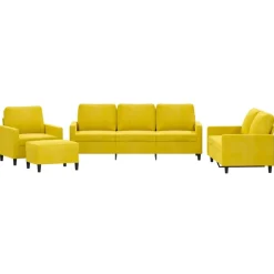 vidaXL sofasæt 4 dele med hynder velour gul