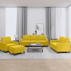 vidaXL sofasæt 4 dele med hynder velour gul