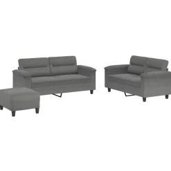 vidaXL sofasæt 3 dele med hynder mikrofiberstof mørkegrå