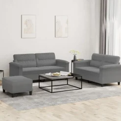 vidaXL sofasæt 3 dele med hynder mikrofiberstof mørkegrå