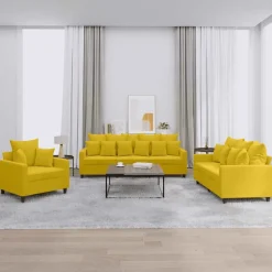 vidaXL sofasæt 3 dele med hynder velour gul