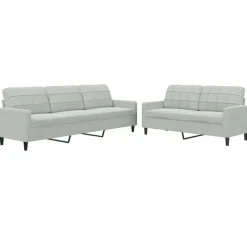 vidaXL sofasæt 2 dele med hynder velour lysegrå