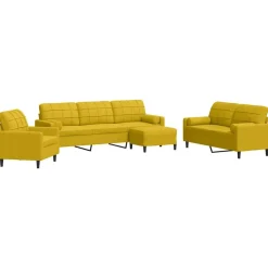 vidaXL sofasæt 4 dele med hynder og bolsterpuder velour gul