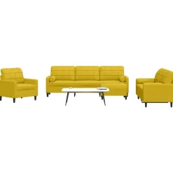 vidaXL sofasæt 4 dele med hynder og bolsterpuder velour gul