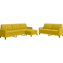 vidaXL sofasæt 3 dele med hynder velour gul