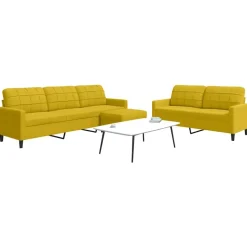 vidaXL sofasæt 3 dele med hynder velour gul