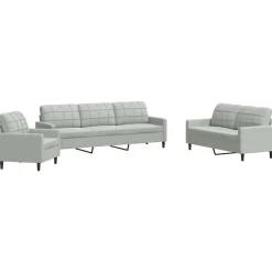 vidaXL sofasæt 4 dele med hynder velour lysegrå