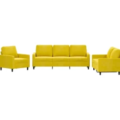 vidaXL sofasæt 3 dele med hynder velour gul